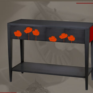 Console 2 tiroirs métal brossé et laque motifs – MEUBLES BATEL