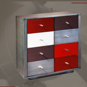 COMMODE – MÉTAL BROSSÉ ET LAQUE