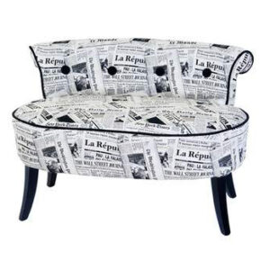 BANQUETTE / FAUTEUIL ANITA – tissu motif newspaper