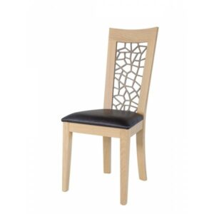 Chaise moderne en chêne massif et tissu, dossier ajouré– design CTM – CROCUS 1652