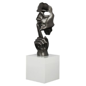 deco-visage-main-secreto-chut-resine-gris-decoration-originale