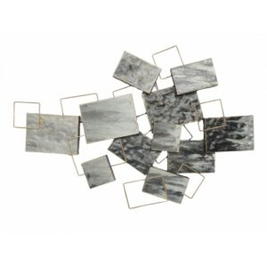 Décoration murale abstraite en métal gris, or L.91cm – SUPERPOSITION RECTANGLES/CARRES