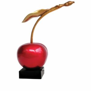 sculpture-statuette-cerise-rouge-or-deco-design-resine-boisetdeco-cambresis