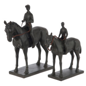 Statuette déco cheval et son cavalier 34cm design by J-line