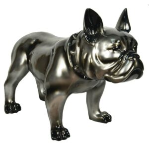 statue-chien-bouledogue-bulldog-gris-metallise-argent-decoration-originale-bois&deco-cambresis-nord
