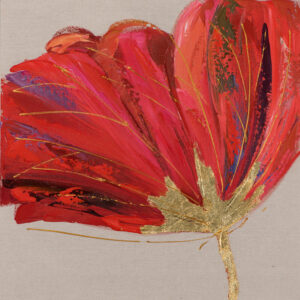 tableau-peinture-tulipe-rouge-or-fleur-deco-boisdeco-meubles-gibaud