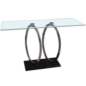 Console design en verre et metal collection ANNEAUX