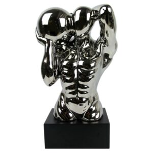 sculpture-statue-design-buste-homme-gris-acier-contemporain-deco-originale-magasin-boisetdeco-nord