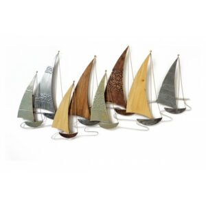 Décoration murale bateaux en métal et en bois L.137cm – REGATE BATEAUX