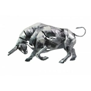 Statue métal gris argent ou couleurs 51cm – TAUREAU PIGMENT