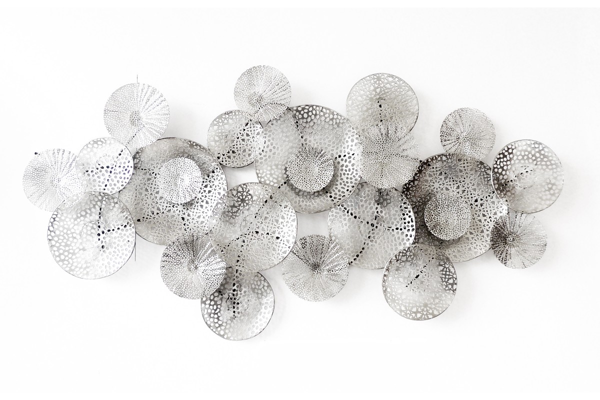 Decoration Murale Metal Chrome Disques Sculptes