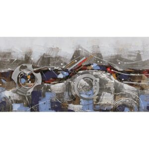 Tableau peinture abstraite avec cercles metalises