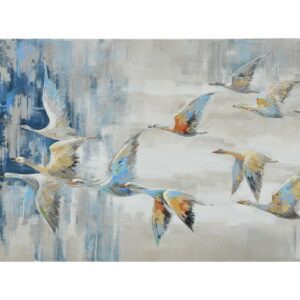 tableau-peinture-main-envolee-oiseaux-bleu-blanc-decoration-boisetdeco-nord