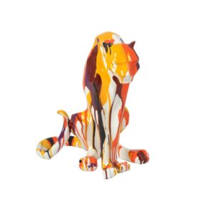 Panthère colorée orange, jaune ,marron, blanc et noir 46cm design Drimmer – TRASH