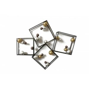 Décoration murale abstraite en métal L.104cm – CADRES 3D ET BOULES