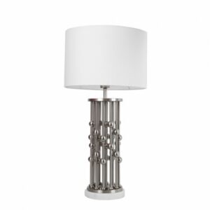 Lampe design en métal H.65cm – PIED BOULES COLONNE CHROMEE