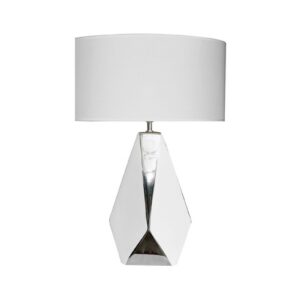 lampe ceramique blanc argent chrome