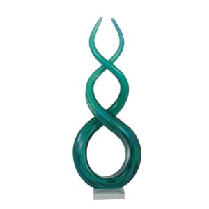 Sculpture en verre 48cm design by Socadis – TORSADE TURQUOISE