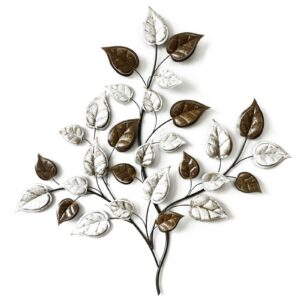 deco murale branche feuilles marron blanc