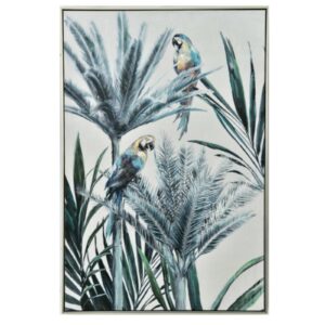Tableau peinture sur toile encadrement alluminium 120x80cm – PALMIERS PERROQUETS