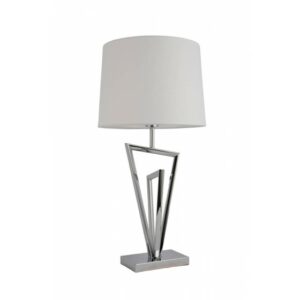 Lampe design losanges argent abat-jour blanc