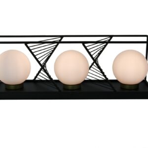 Lampe en métal noir interior H.15,5cm – TRIPLE SPHERES EN VERRE
