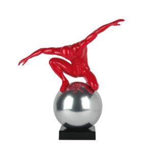 Statue design homme rouge sur boule chromée 62cm Socadis – STABILITA
