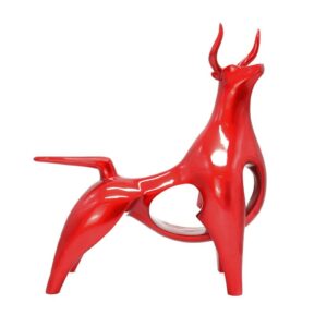 Statue design taureau majestueux rouge 57cm- EXISTENCE