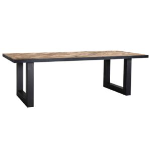 Table rectangulaire plateau vieux chêne pieds U en acier noir Richmond Interiors – LEXINGTON
