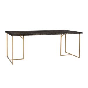 Table rectangulaire plateau résine noire pieds métal doré Richmond Interiors – BELFORT