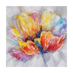 Tableau peint a la main fleur multicolore.