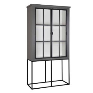 armoire sur pieds metal bois gris