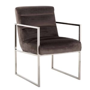 chaise-design-rosa-velours-stone-marron-pied-accoudoir-argent-chrome-richmond-interiors-magasin-meubles-boisetdeco-nord-aisnes-picardie-france