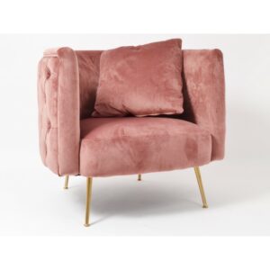 fauteuil tissu velours vieux rose