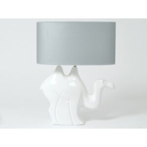 lampe chameau blanc abat-jour gris