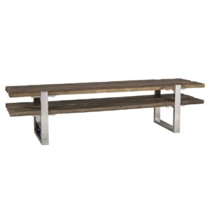 meuble tv industriel bois brut acier argent chrome maddox