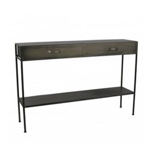 Console 2tiroirs en metal gris modele TYPOGRAPHIC