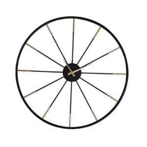 Horloge industrielle en metal rayonnages noir et or