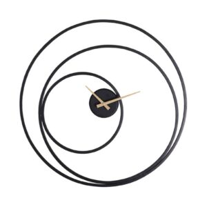 Horloge en metal noir effet cercles.
