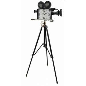 Horloge sur pied en metal projecteur de cinema