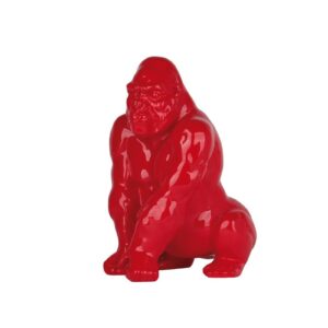 Statue deco gorille en resine rouge