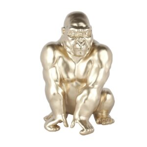Statue gorille résine champagne, argent ou bleu brillant 41cm – GORILLA