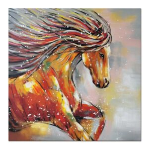 Tableau cheval au galop peinture multicolore