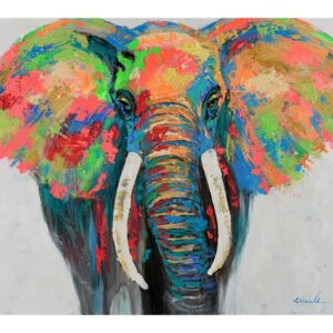 Tableau peinture sur toile elephant multicolore