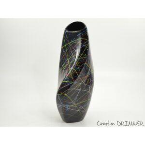 Vase en ceramique noire eclats de peinture multicolores collection GRAFFITI