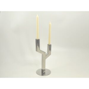 bougeoir design metal argent chrome