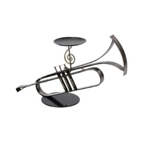 bougeoir trompette deco metal acier noir