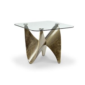 Bout de canape design en metal et verre haut de gamme de la collection KNOT