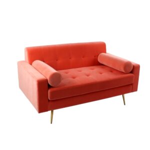Canapé 2 places en velours orange corail, jaune ou taupe – TREND