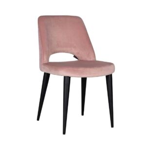 Chaise design pieds noirs assise tissu rose, gris/beige ou bleu – Richmond Interiors – TABITHA